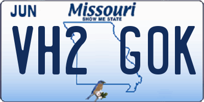MO license plate VH2G0K