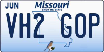 MO license plate VH2G0P
