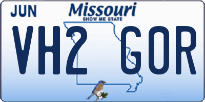 MO license plate VH2G0R