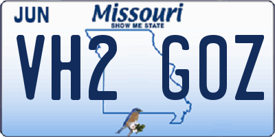 MO license plate VH2G0Z