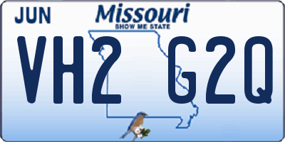MO license plate VH2G2Q