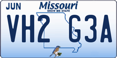 MO license plate VH2G3A