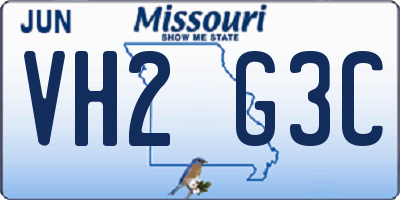 MO license plate VH2G3C