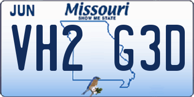 MO license plate VH2G3D