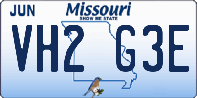 MO license plate VH2G3E