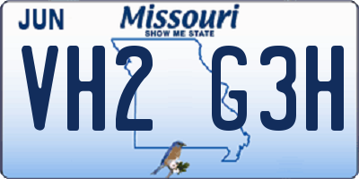 MO license plate VH2G3H
