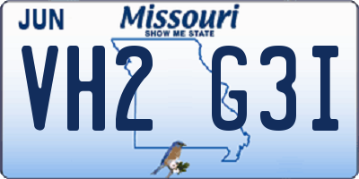 MO license plate VH2G3I
