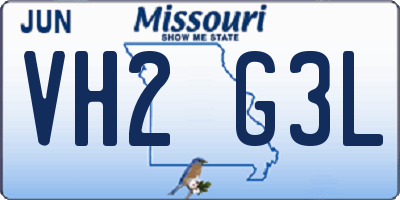 MO license plate VH2G3L