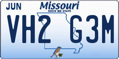 MO license plate VH2G3M