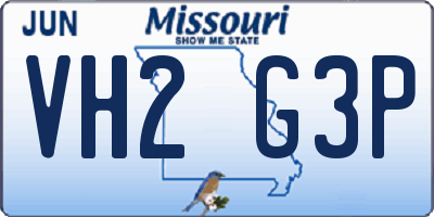 MO license plate VH2G3P