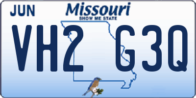 MO license plate VH2G3Q