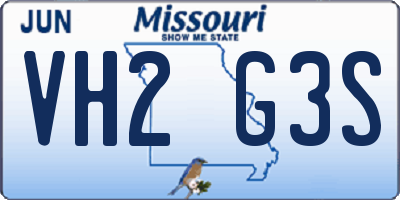 MO license plate VH2G3S