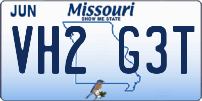 MO license plate VH2G3T