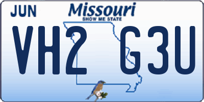MO license plate VH2G3U