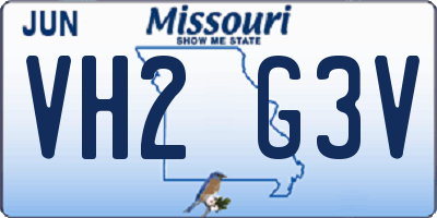 MO license plate VH2G3V