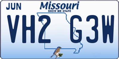 MO license plate VH2G3W