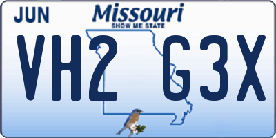 MO license plate VH2G3X