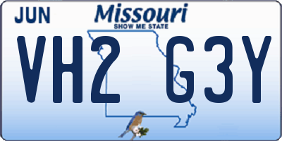 MO license plate VH2G3Y