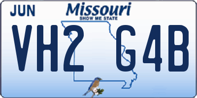MO license plate VH2G4B