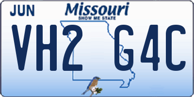 MO license plate VH2G4C