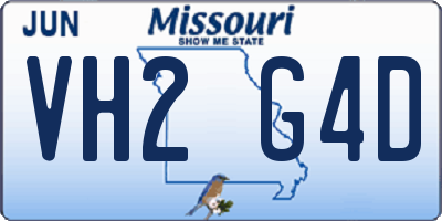 MO license plate VH2G4D