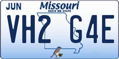 MO license plate VH2G4E