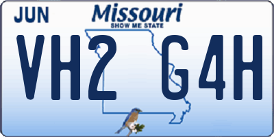 MO license plate VH2G4H