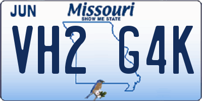 MO license plate VH2G4K