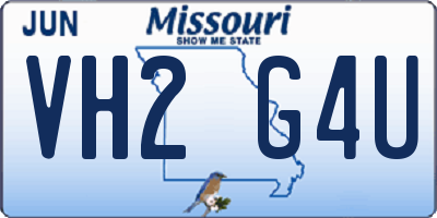 MO license plate VH2G4U