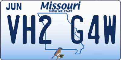 MO license plate VH2G4W