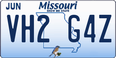MO license plate VH2G4Z