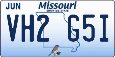 MO license plate VH2G5I