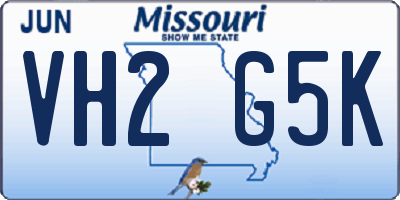 MO license plate VH2G5K