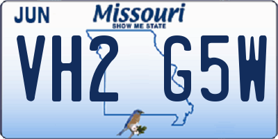 MO license plate VH2G5W