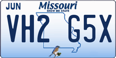 MO license plate VH2G5X