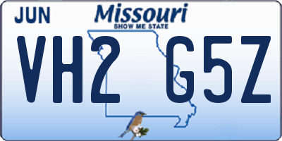 MO license plate VH2G5Z