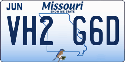MO license plate VH2G6D