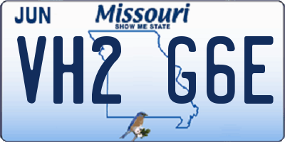 MO license plate VH2G6E