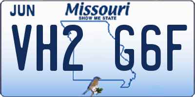 MO license plate VH2G6F