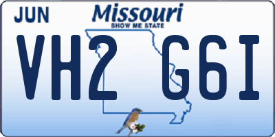 MO license plate VH2G6I