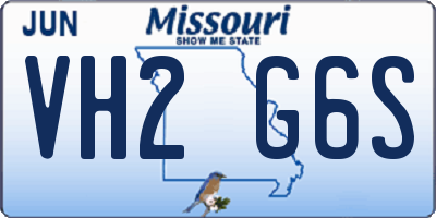 MO license plate VH2G6S