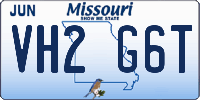 MO license plate VH2G6T