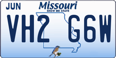 MO license plate VH2G6W