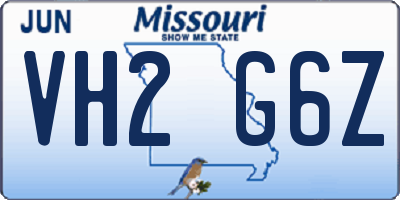 MO license plate VH2G6Z
