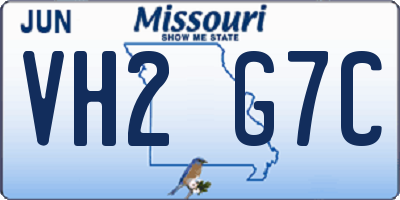 MO license plate VH2G7C