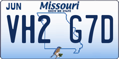 MO license plate VH2G7D
