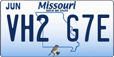 MO license plate VH2G7E