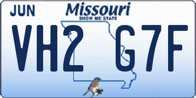 MO license plate VH2G7F