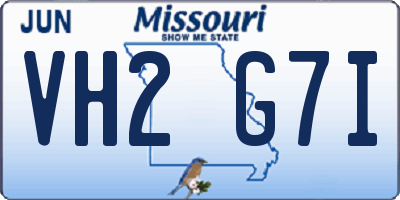 MO license plate VH2G7I
