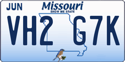 MO license plate VH2G7K